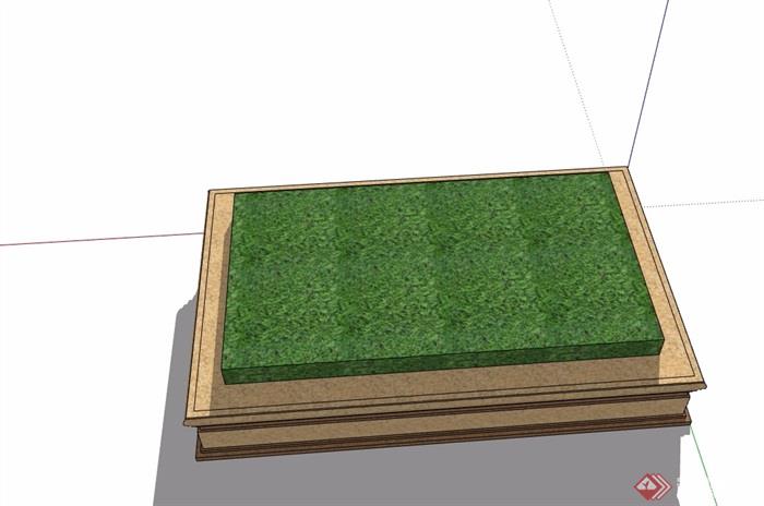现代长方形树池设计su模型