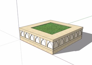 方形种植树池SU(草图大师)模型