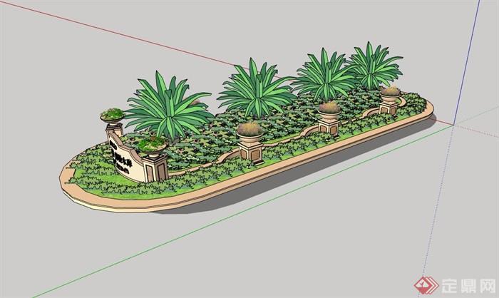 欧式风格种植池花池设计su模型