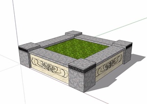 方形详细完整的树池SU(草图大师)模型