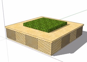 方形详细的种植树池SU(草图大师)模型