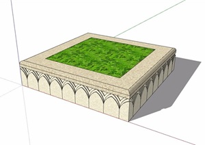 方形种植池素材设计SU(草图大师)模型