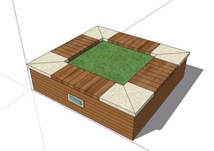 详细的经典树池及坐凳SU(草图大师)模型