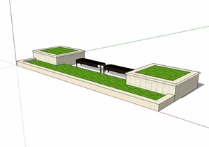 种植池树池及坐凳素材设计SU(草图大师)模型