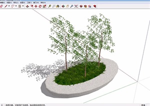 椭圆形种植树池设计SU(草图大师)模型