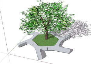 独特造型的树池及植物素材设计SU(草图大师)模型
