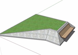 独特造型的种植池及坐凳素材设计SU(草图大师)模型