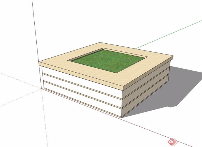 详细的现代方形树池设计su模型