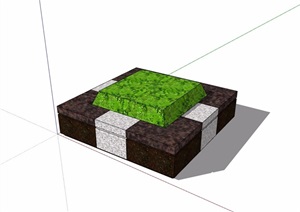 详细的方形树池SU(草图大师)模型