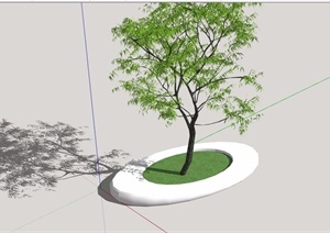 现代椭圆形种植树池设计SU(草图大师)模型