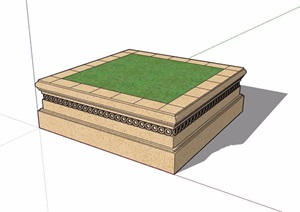 方形种植树池设计SU(草图大师)模型