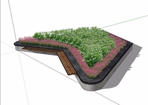 详细完整的住宅花池设计SU(草图大师)模型