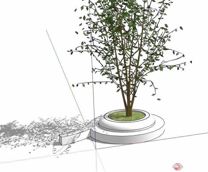 独特圆形树池设计su模型