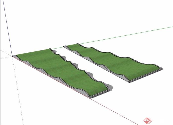 曲面种植树池设计su模型