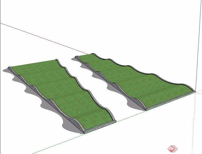 曲面种植树池设计su模型