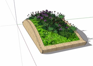 详细的独特种植花池设计SU(草图大师)模型