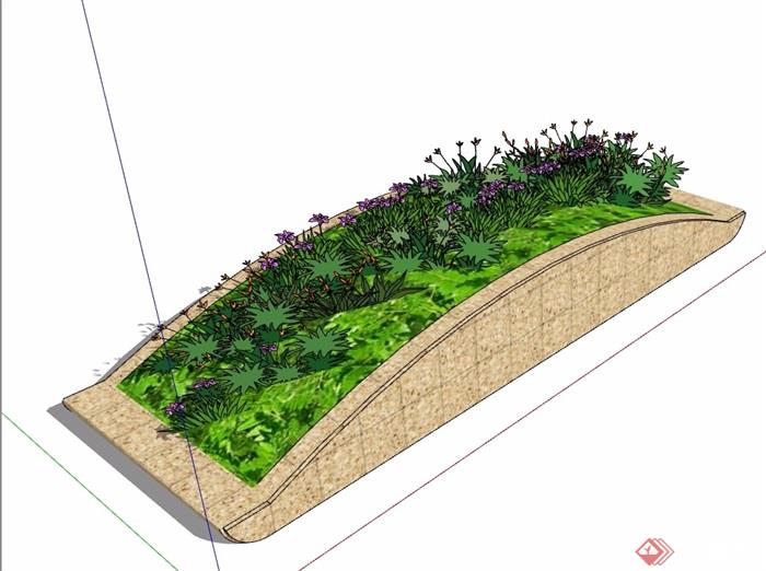 详细的独特种植花池设计su模型