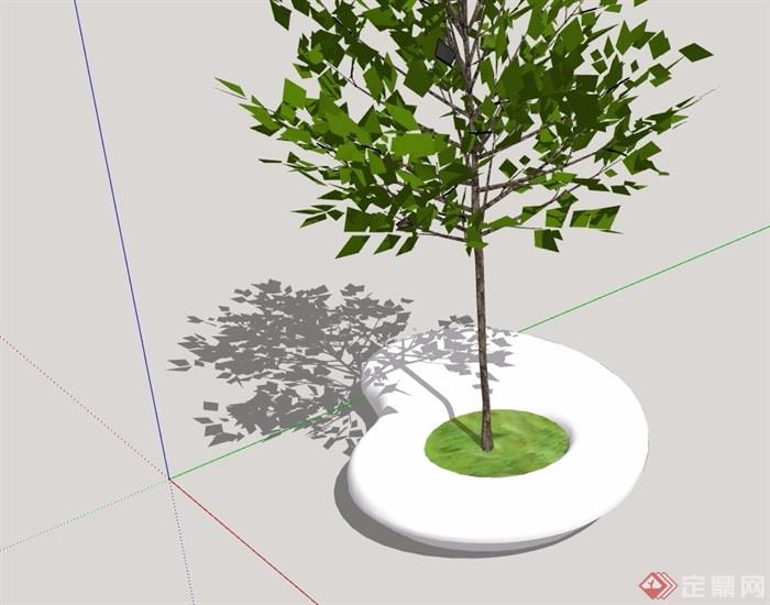 现代独特详细完整的树池设计su模型