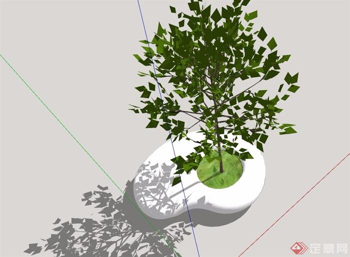 现代独特详细完整的树池设计su模型