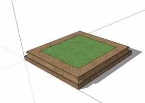 园林景观详细的方形树池SU(草图大师)模型