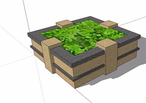 现代完整的树池素材设计SU(草图大师)模型