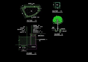 园林景观沙坑树池设计cad施工图