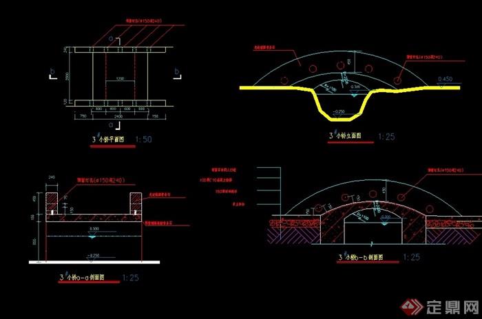 园桥详细设计cad平立剖面图