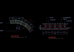 弧形小桥cad平立剖面大样图