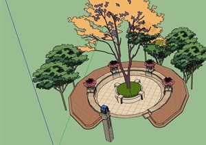 种植树池及花钵素材设计SU(草图大师)模型