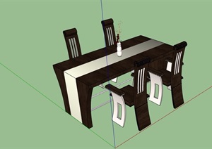 详细的私人餐桌椅设计SU(草图大师)模型