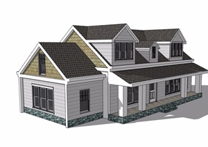 美式两层民居住宅楼设计SU(草图大师)模型