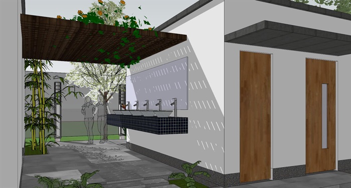 共厕所卫生间环卫工休息处CAD平面SU模型方案设计(4)