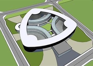 圆三角创意曲线弧形式科技园产业园区办公商务会议中心综合楼