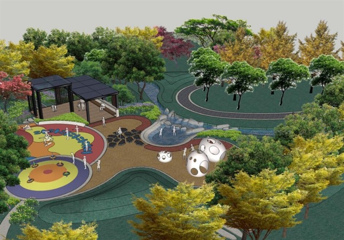 小型树林公园儿童游乐园游乐活动场(3)