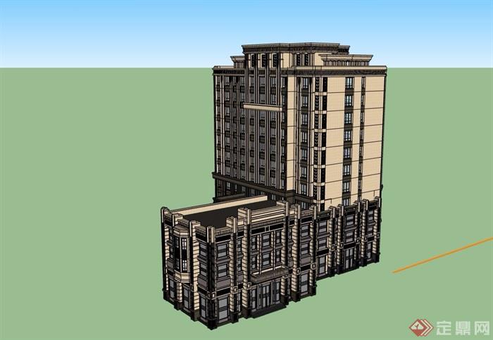 新古典详细的商住楼设计su模型
