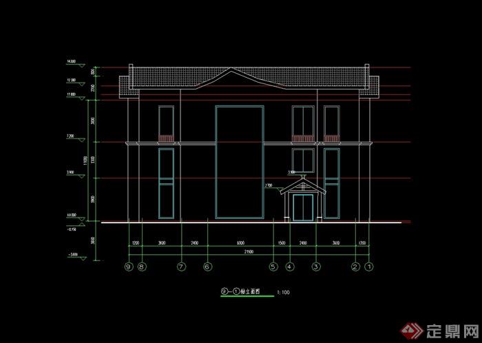 中式多层别墅建筑cad方案及总平面图