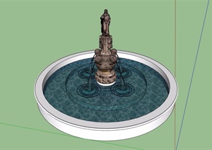 欧式风格雕塑喷泉水池设计SU(草图大师)模型