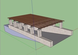 园林景观详细的车库入口廊架素材设计SU(草图大师)模型