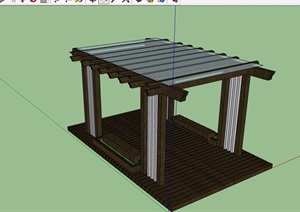 园林景观玻璃廊架及坐凳素材设计SU(草图大师)模型