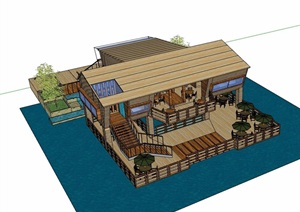 全木质详细的私人住宅别墅设计SU(草图大师)模型