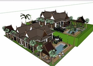 东南亚休闲住宅别墅模型
