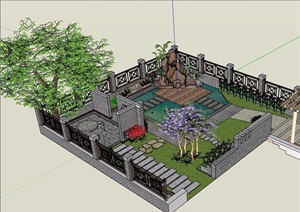 别墅后庭院设计SU(草图大师)模型