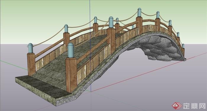 园林景观经典过河园桥素材设计su模型