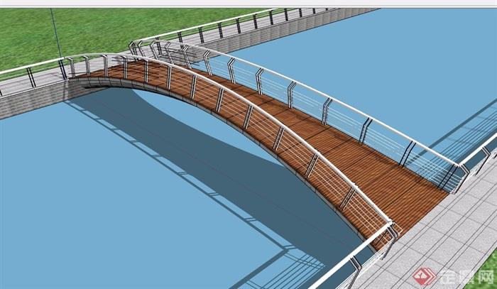 过河园桥拱桥设计su模型