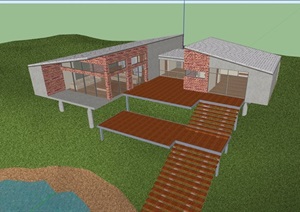 单层详细完整的私人住宅别墅SU(草图大师)模型