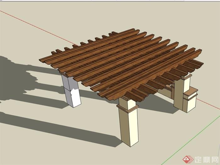 详细完整的木质廊架su模型