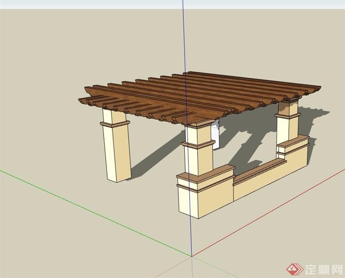 详细完整的木质廊架su模型