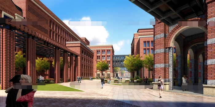 创意红砖表皮经典高端欧式风大学校园规划科技创新科研基地创业园产业基地总部(11)