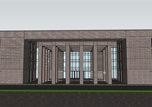 现代创意砖表皮体块组合行政管理中心办公教学综合楼