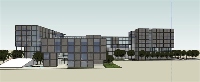 现代创意钢结构体块穿插组合式透明表皮文化办公产业楼(4)